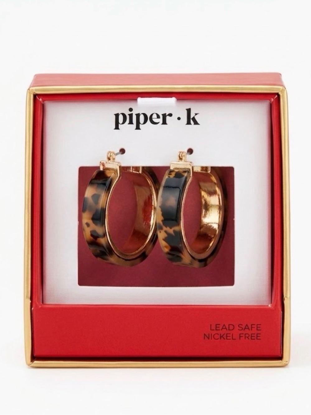 NWT โ๏ธ๐คโ๏ธ Piper K Tortoiseshell Acrylic & Golden Tone Hoop Earrings